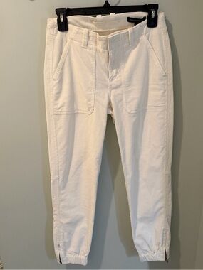 Banana Republic White Corduroy Ankle Zip Crop Jeans